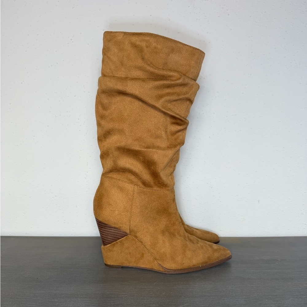 Jessica Simpson Helveta 2 Tan Boots Size 8M US 6UK 38EU Tall Knee High Stretch